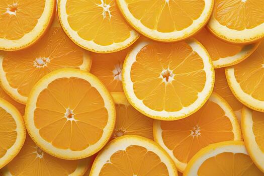 naranja Fruta rebanadas agrios arreglo lleno marco antecedentes. ai generado foto