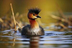 Little Grebe, Tachybaptus ruficollis. AI Generated photo