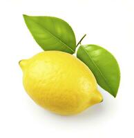 Lemon with leaf isolated on white background. AI Generated photo