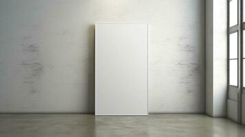 White canvas leaning wall near window ai generated frame mockup minimal photo