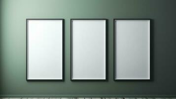 3 frames sage green painted ai generated frame mockup minimal photo