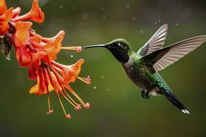 Hummingbird in Costa Rica. AI Generated. photo