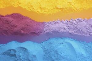 Close up of multi coloured sand background. AI Generated. photo