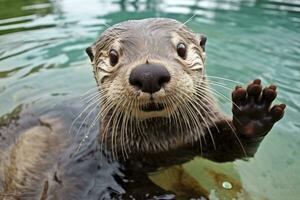 nutria en el agua. ai generado foto