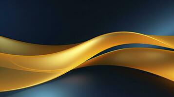 Gold and navy blue waves abstract. AI Generated. photo