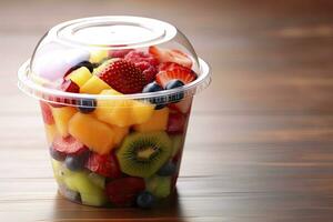 Fresh fruit salad to go with copy space. AI Generated photo