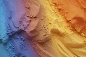 Close up of multi coloured sand background. AI Generated. photo