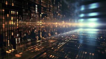An abstract digital background with binary code and AI algorithms running in the background. AI Generated photo