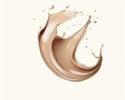 Liquid foundation splash element, fluid cosmetic cream 3d rendering. AI Generated photo