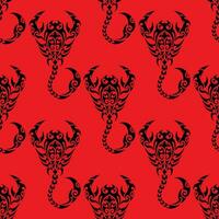 Scorpio. Seamless pattern design. Zodiac simbol. Red and black vector