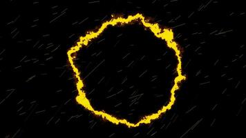 neon circle with fire animation isolated on black background video