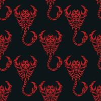 Scorpio. Seamless pattern design. Zodiac simbol. Red and black vector