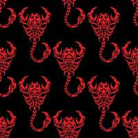 Scorpio. Seamless pattern design. Zodiac simbol. Red and black vector