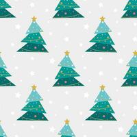 Festive Christmas and New Year tree decorated with balls and garlands seamless pattern vector