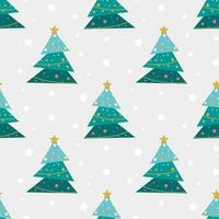 Festive Christmas and New Year tree decorated with balls and garlands seamless pattern vector