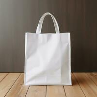 Plain white tote bag for mockup purposes Generative AI photo