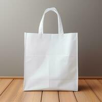 Plain white tote bag for mockup purposes Generative AI photo