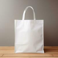 Plain white tote bag for mockup purposes Generative AI photo