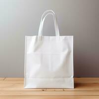 Plain white tote bag for mockup purposes Generative AI photo