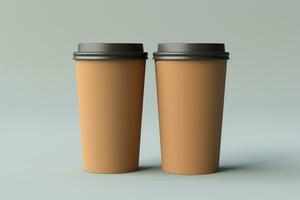 plain paper coffee cup in isolated plain background Generative AI photo