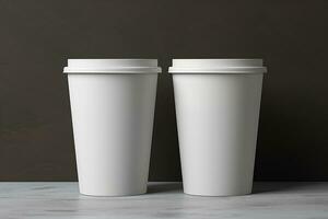 plain paper coffee cup in isolated plain background Generative AI photo