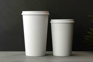 plain paper coffee cup in isolated plain background Generative AI photo