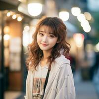 Beautiful asian girl wearing casual outfit Generative AI photo