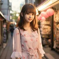 Beautiful asian girl wearing casual outfit Generative AI photo