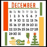 cuadrado calendario página para diciembre 2024 con un verde geométrico continuar. aislado en un blanco antecedentes. el símbolo de el año de el continuar. un continuar con un Navidad árbol. vector ilustración. color