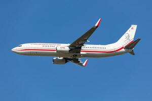 Polish Air Force Boeing 737-800 BBJ VIP presidental transport plane flying. Aviation and military aircraft. photo