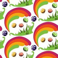 Pattern with sweets. The world of the creator of sweets. Grass, rainbow, colorful candies on a white background. Rain of striped, caramel lollipops. Fantastic ornament for printing on textiles, paper vector