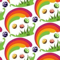 Pattern with sweets. The world of the creator of sweets. Grass, rainbow, colorful candies on a white background. Rain of striped, caramel lollipops. Fantastic ornament for printing on textiles, paper vector