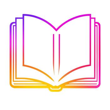Open book vector icon with rainbow gradient stroke isolated on white background.
