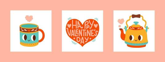 Valentines Day card set. For website banner, Sale, Valentine card, cover, flyer or poster trendy vector illustration. Vector illustration