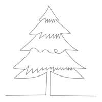 Christmas tree continuous single line outline vector art illustration