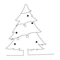 Christmas tree continuous single line outline vector art illustration