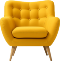 modern geel fauteuil PNG met ai gegenereerd.