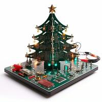 robótica arduino soldadura equipo moderno Navidad árbol con luces , generado por ai foto