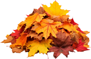 Pile of autumn leaves png with AI generated.