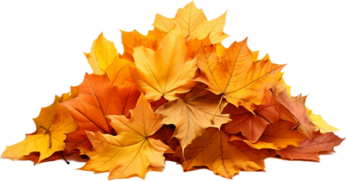 Pile of autumn leaves png with AI generated.