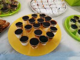 buffet and finger food of desserts with cakes. High quality photo