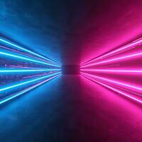 abstract futuristic background with pink blue glowing neon moving high speed wave lines and bokeh lights. Data transfer concept Fantastic wallpaper , photo