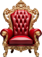 Red and gold throne chair png with AI generated.