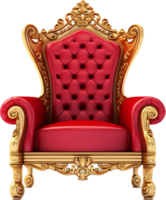 Red and gold throne chair png with AI generated.