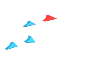 papel avião asa aeronave mosca aeroporto vermelho azul cor cópia de espaço símbolo decoração o negócio estratégia plano comercial idéia diferente desafio origami Liderança sucesso começar trabalho em equipe visão ícone grupo png