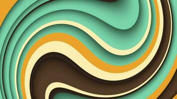 Trendy retro 1970s wavy pattern background with gently moving cutout shapes in vintage color tones. This simple abstract motion background animation is HD and a seamless loop. video