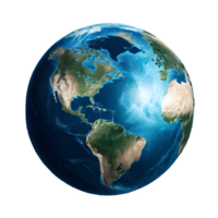 blue planet earth isolated on transparent background. ai generative png