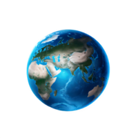 blue planet earth isolated on transparent background. ai generative png