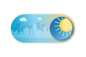 CItyscape daytime ON Toggle switch button icon on transparent background png