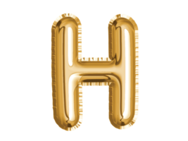 Gold alphabet H air balloon for baby shower celebrate decoration party on transparent background png